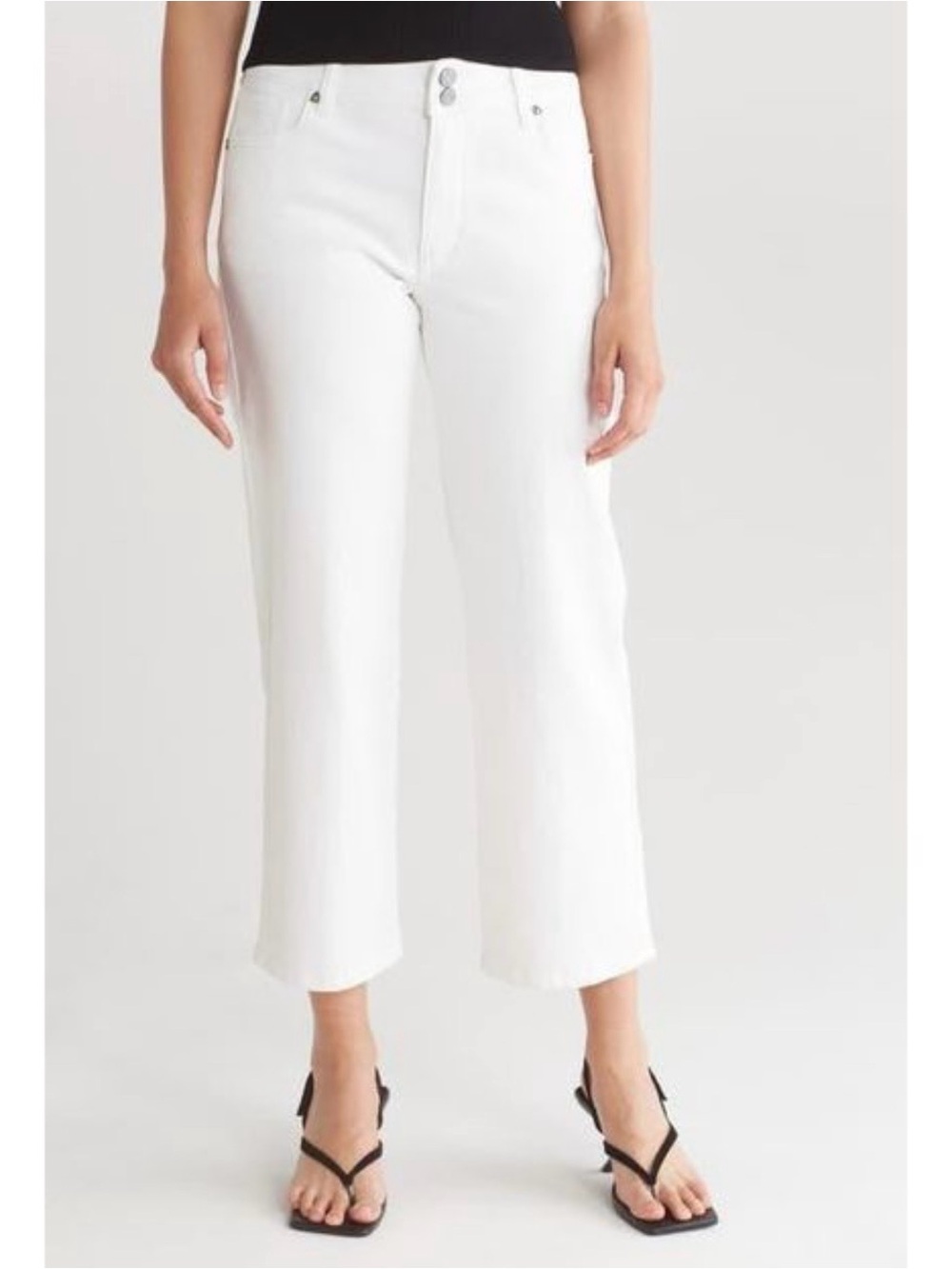 Kut From The Kloth Jeans Lucy High Rise Wide Leg Crop White Denim Women Sz 24w